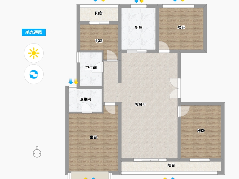 陕西省-咸阳市-龙湖上城-111.47-户型库-采光通风