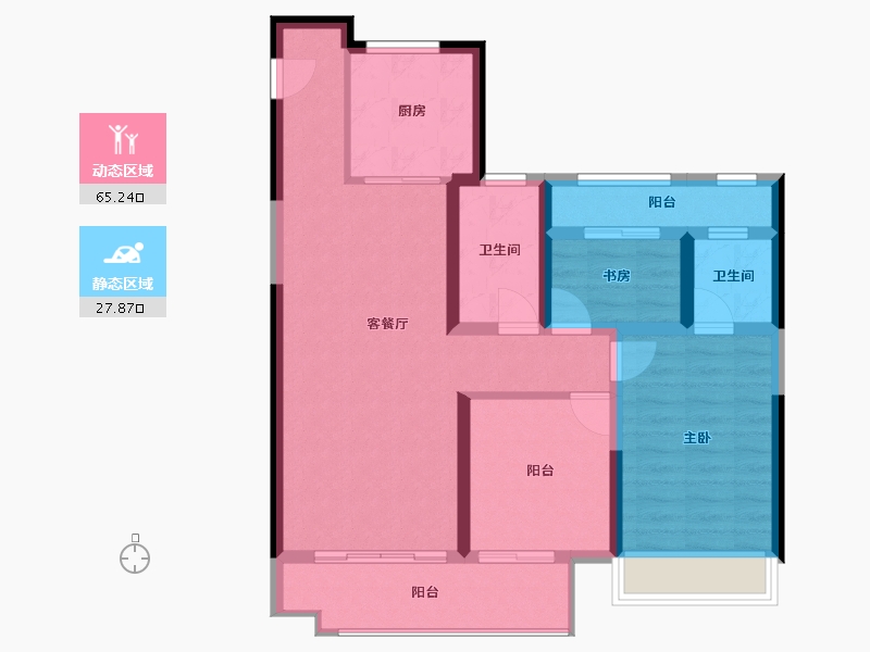 陕西省-咸阳市-龙湖上城-82.57-户型库-动静分区