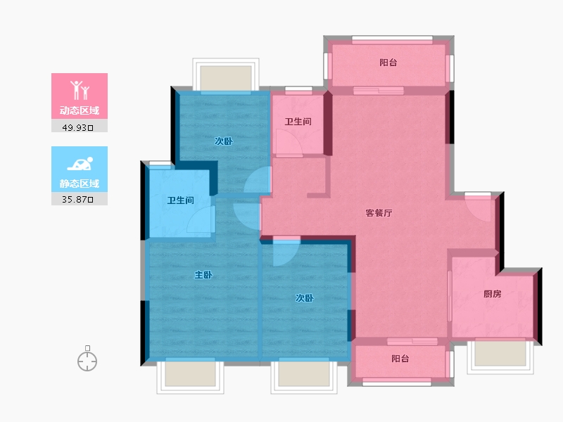 广东省-东莞市-华侨城云瑞府-76.00-户型库-动静分区