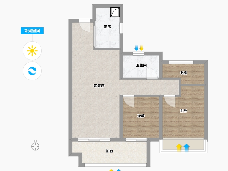 陕西省-咸阳市-龙湖上城-67.35-户型库-采光通风