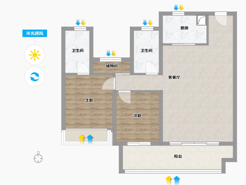 陕西省-咸阳市-龙湖上城-81.80-户型库-采光通风