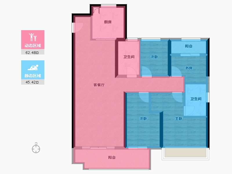 陕西省-咸阳市-龙湖上城-96.45-户型库-动静分区