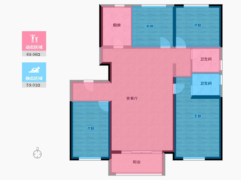 内蒙古自治区-呼和浩特市-慧谷上品二期-115.38-户型库-动静分区