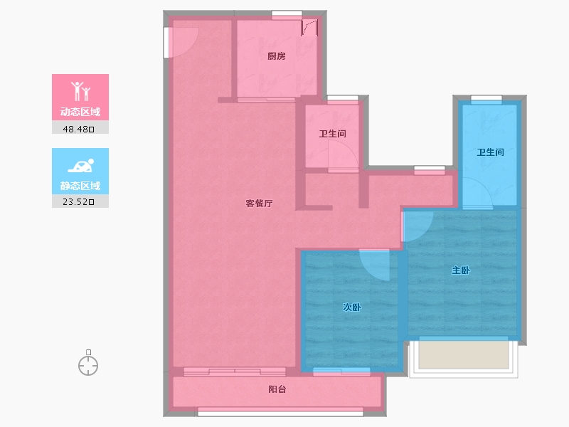 陕西省-咸阳市-龙湖上城-63.35-户型库-动静分区