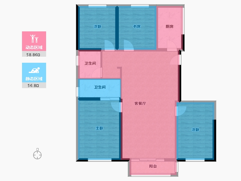 内蒙古自治区-呼和浩特市-慧谷上品二期-103.91-户型库-动静分区