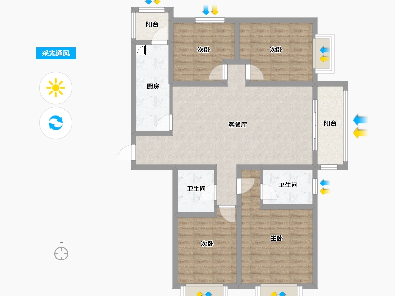 山西省-太原市-太行悦泉苑-110.00-户型库-采光通风