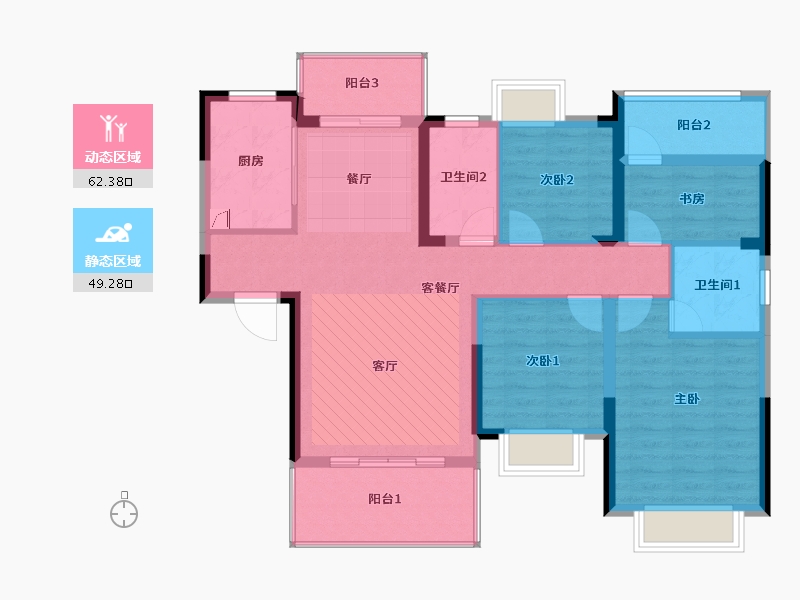 湖南省-怀化市-大汉华龙府-100.10-户型库-动静分区