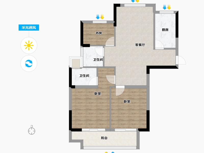 江苏省-淮安市-文锦城-80.87-户型库-采光通风