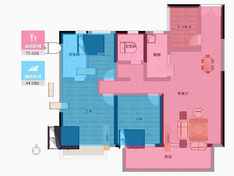 湖南省-长沙市-城发恒伟东风映1897-103.00-户型库-动静分区