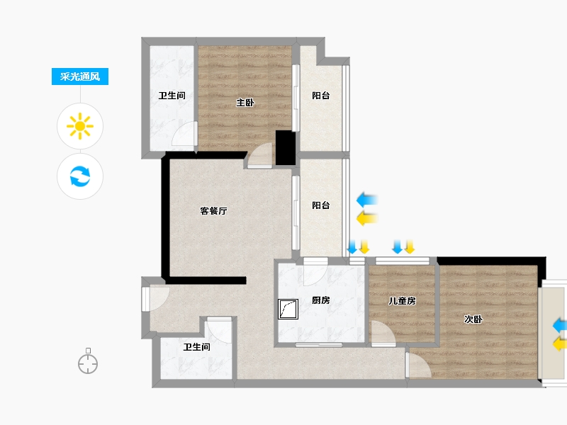 海南省-海口市-同康江语海-80.92-户型库-采光通风