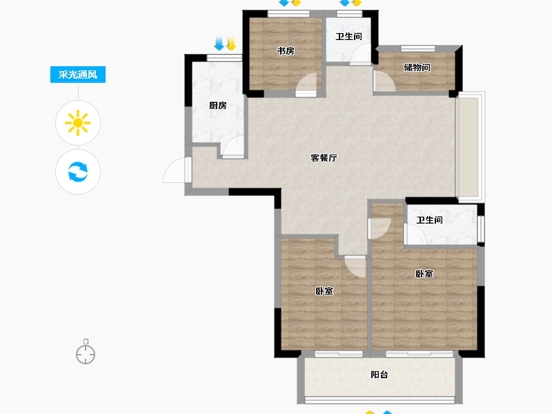 江苏省-淮安市-文锦城-99.97-户型库-采光通风