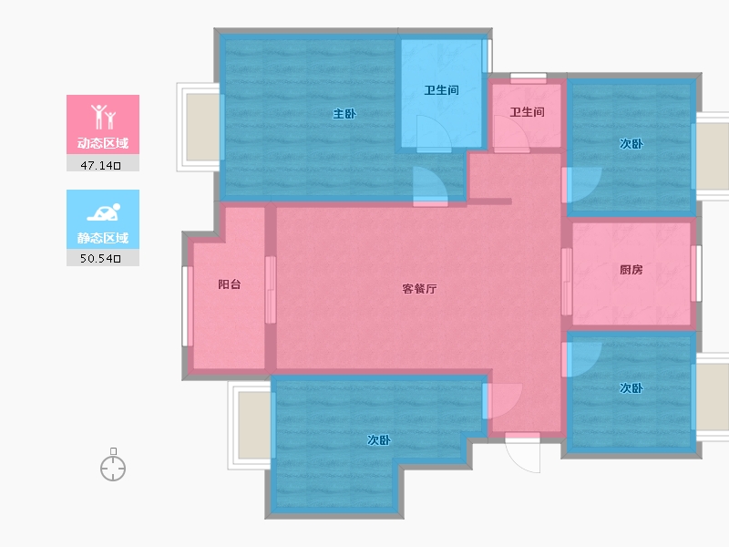 江苏省-扬州市-扬州壹号院-103.00-户型库-动静分区