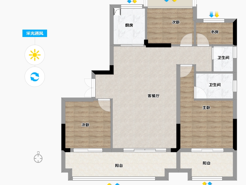 安徽省-淮北市-迦美凯兴府-94.77-户型库-采光通风