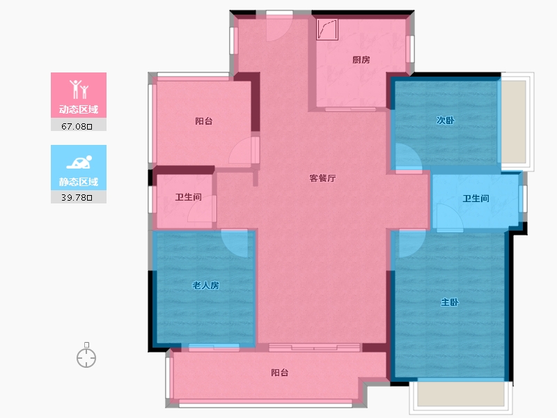 广东省-河源市-保利188阅江台-95.40-户型库-动静分区