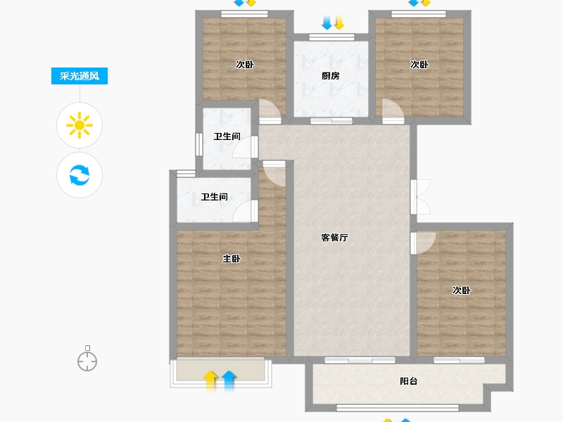 山东省-济南市-汇众天樾府-115.00-户型库-采光通风