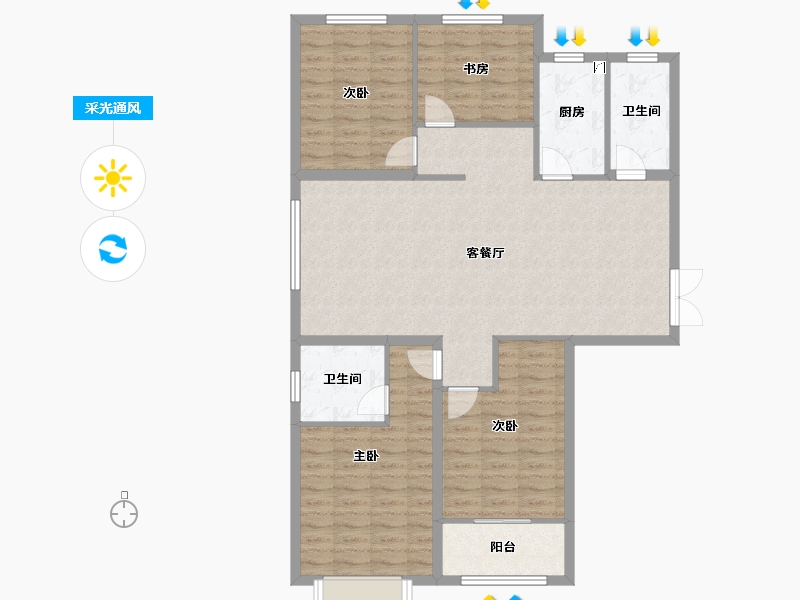 山西省-阳泉市-泉民华府-113.99-户型库-采光通风