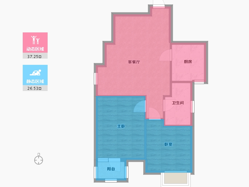 天津-天津市-军祥园-62.85-户型库-动静分区