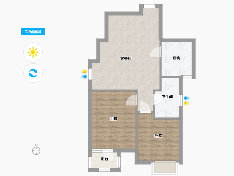 天津-天津市-军祥园-62.85-户型库-采光通风