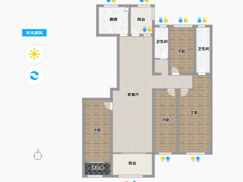 山西省-阳泉市-泉民华府-155.23-户型库-采光通风