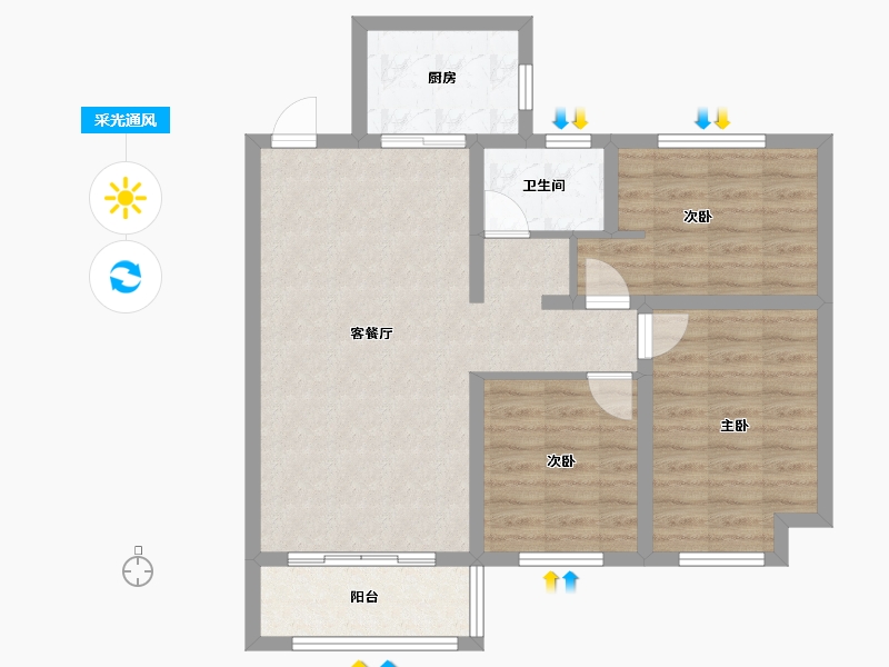 河北省-衡水市-博雅城市中心-86.00-户型库-采光通风