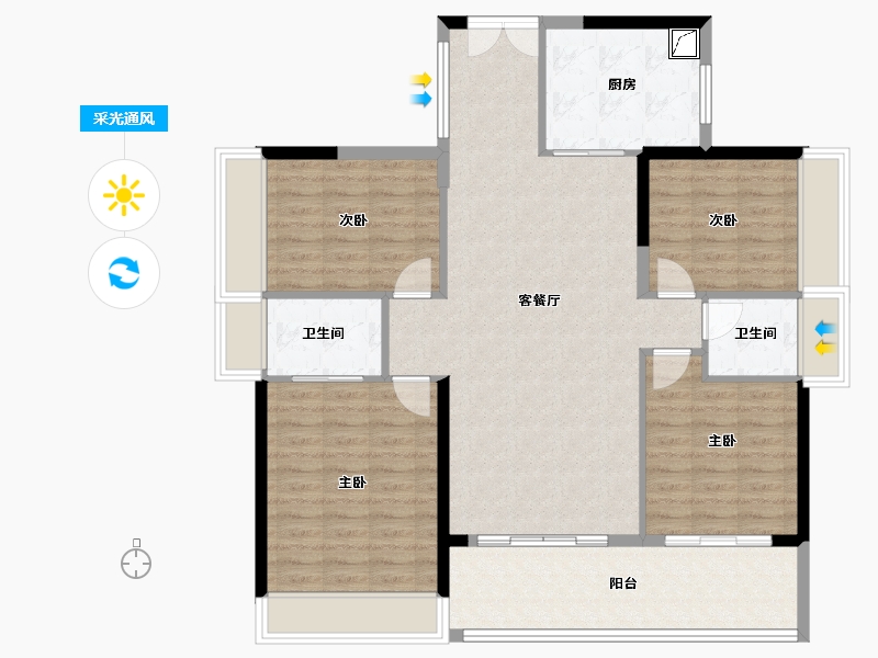 广东省-河源市-华丰国贸金湾-113.60-户型库-采光通风