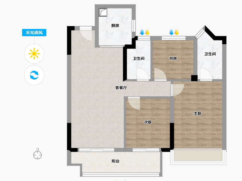 浙江省-湖州市-中南望樾澜庭-78.00-户型库-采光通风