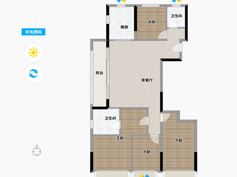 浙江省-嘉兴市-华润润府-124.00-户型库-采光通风