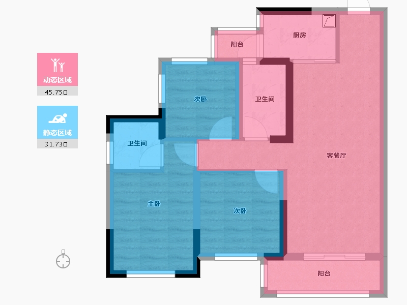 四川省-乐山市-和喜玖熙府-74.00-户型库-动静分区