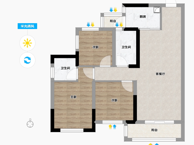 四川省-乐山市-和喜玖熙府-74.00-户型库-采光通风