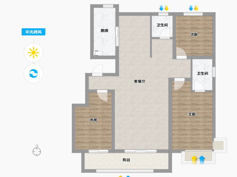 辽宁省-鞍山市-颐和城2.5期观山-98.24-户型库-采光通风