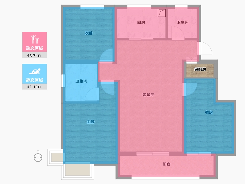 辽宁省-鞍山市-颐和城2.5期观山-81.53-户型库-动静分区