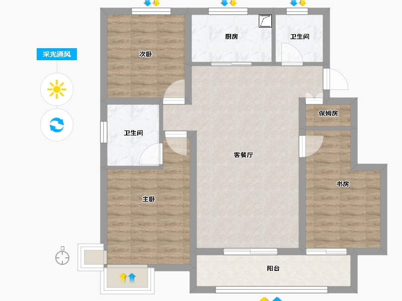 辽宁省-鞍山市-颐和城2.5期观山-81.53-户型库-采光通风