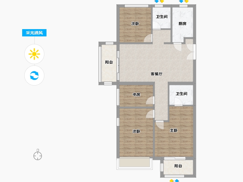 浙江省-嘉兴市-大众馨苑-84.00-户型库-采光通风