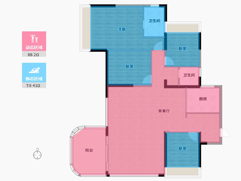 四川省-绵阳市-九洲江渚-135.13-户型库-动静分区