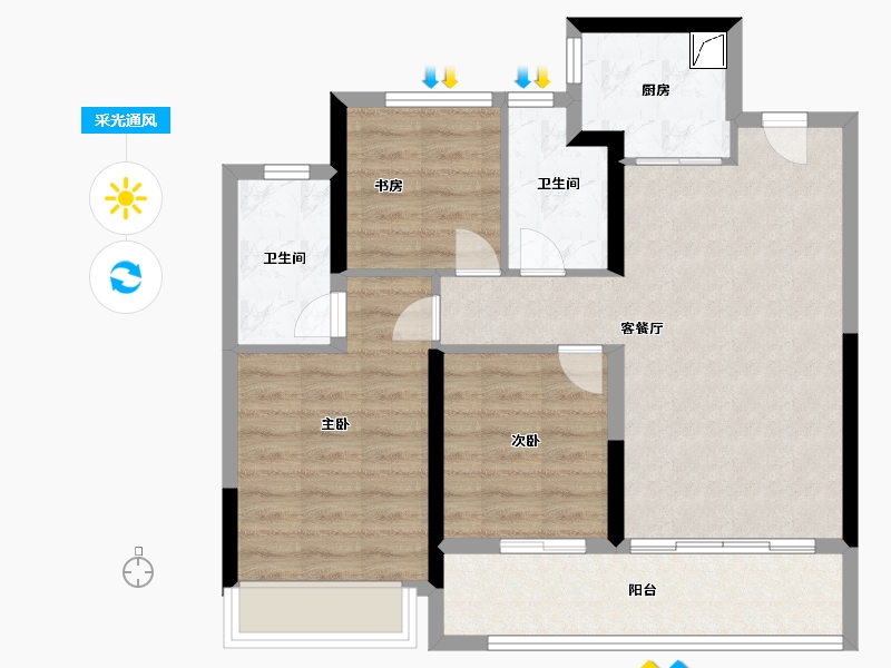 浙江省-嘉兴市-交控&安高嘉隐云庭-76.00-户型库-采光通风