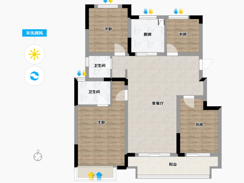 浙江省-湖州市-中南望樾澜庭-93.61-户型库-采光通风