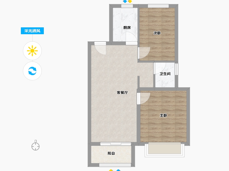 浙江省-嘉兴市-大众馨苑-60.00-户型库-采光通风