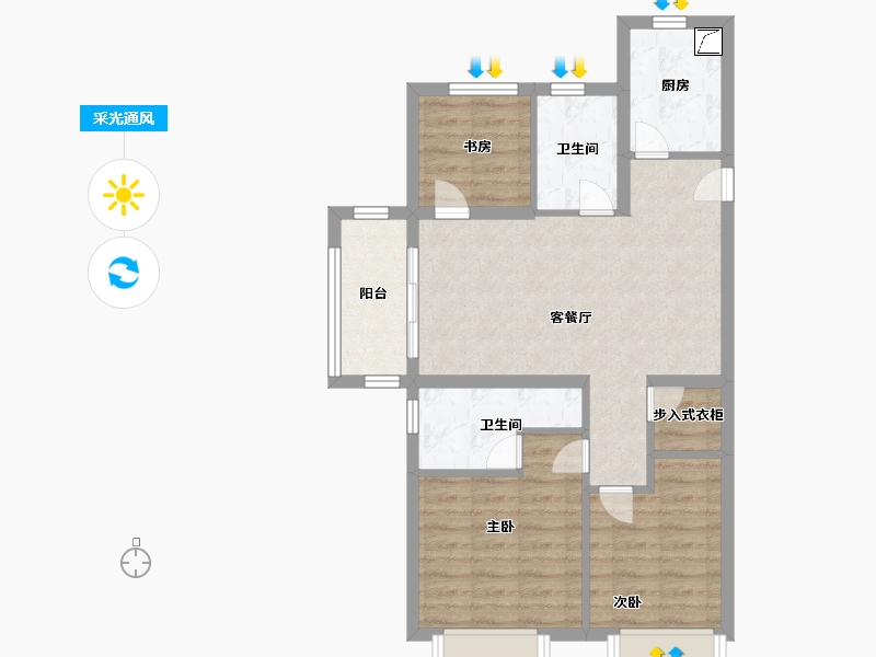 浙江省-嘉兴市-大众馨苑-71.20-户型库-采光通风