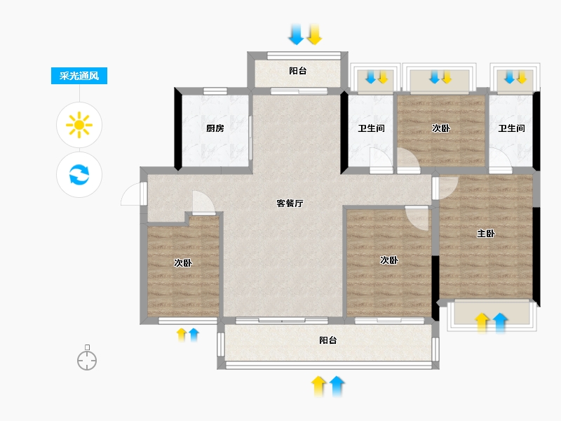 广东省-云浮市-中央公园-102.00-户型库-采光通风