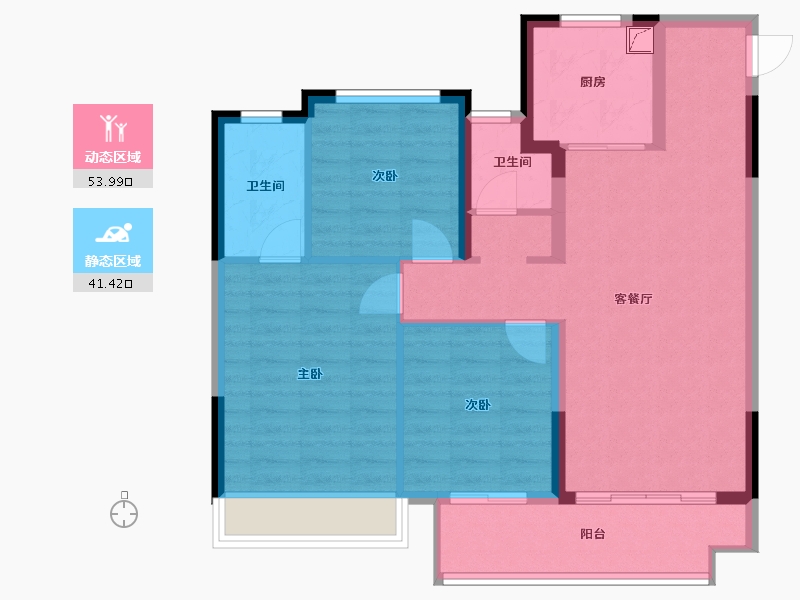 浙江省-湖州市-中南望樾澜庭-85.59-户型库-动静分区