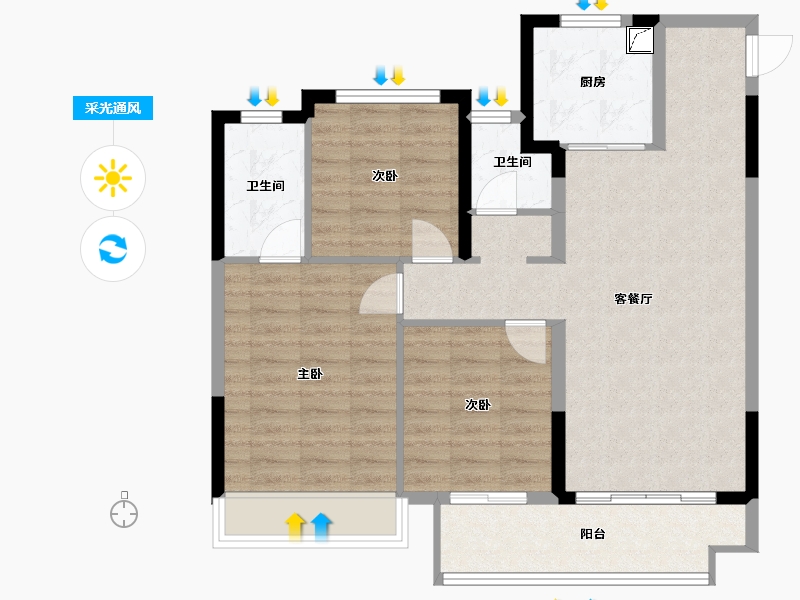 浙江省-湖州市-中南望樾澜庭-85.59-户型库-采光通风