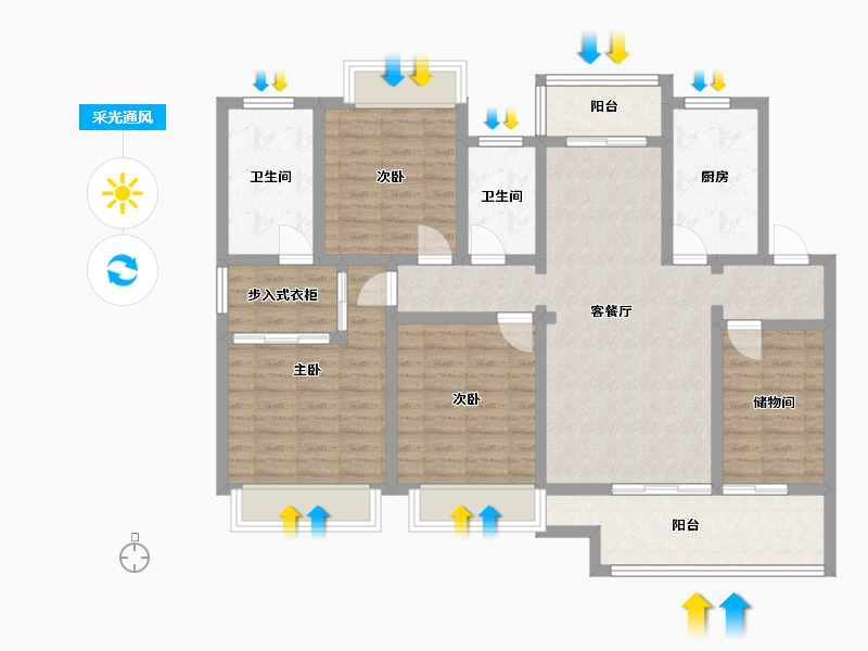 江西省-赣州市-珑玺湾-89.00-户型库-采光通风