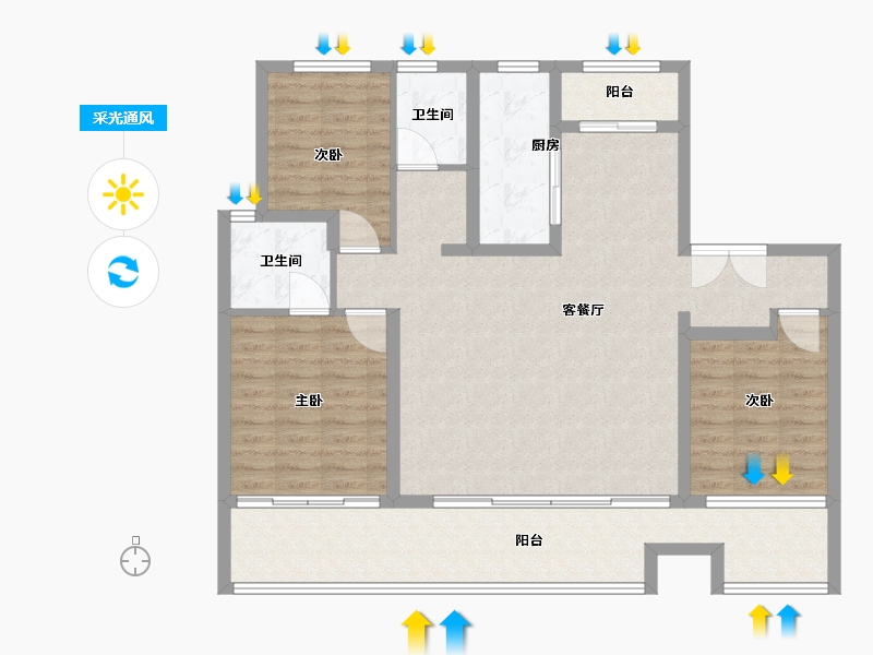 河南省-商丘市-奥莱康桥明月湾-111.20-户型库-采光通风