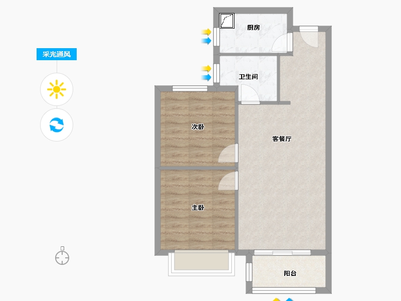 浙江省-嘉兴市-大众馨苑-60.01-户型库-采光通风