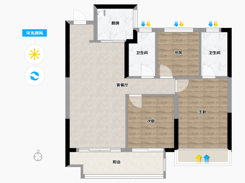 浙江省-湖州市-中南望樾澜庭-78.77-户型库-采光通风