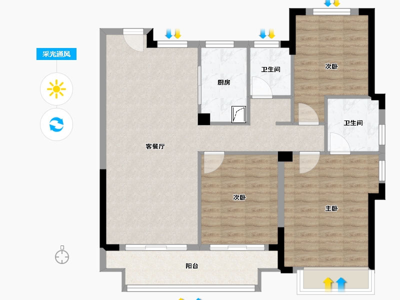 浙江省-湖州市-中南望樾澜庭-93.00-户型库-采光通风