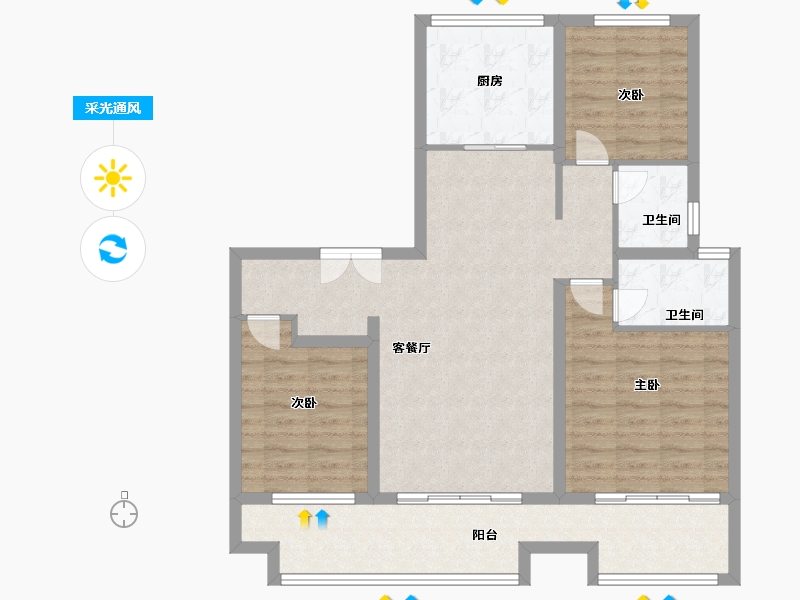 河南省-商丘市-奥莱康桥明月湾-95.20-户型库-采光通风