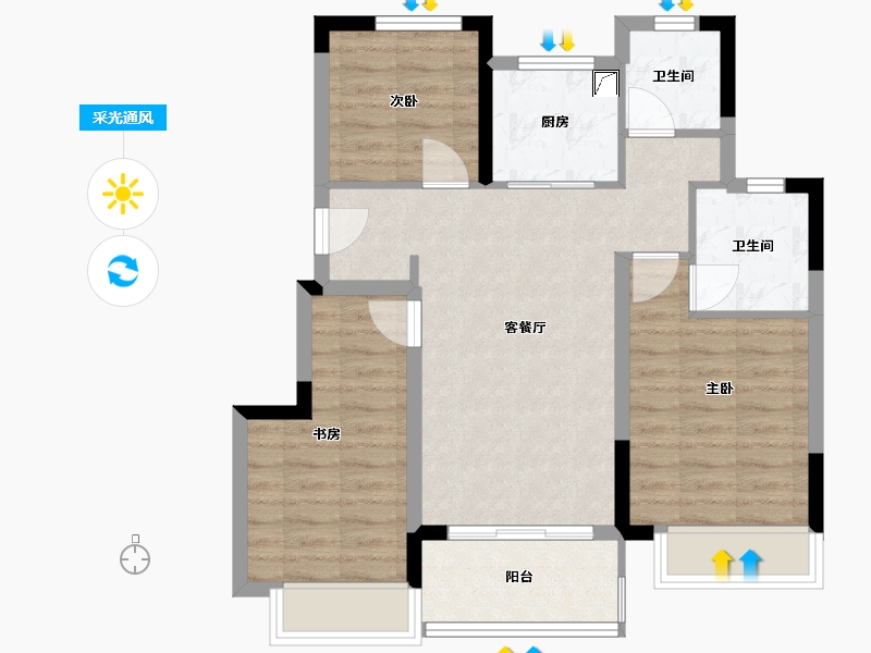 浙江省-湖州市-中南望樾澜庭-71.20-户型库-采光通风