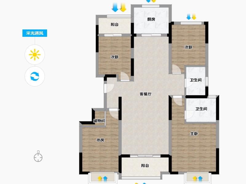 陕西省-西安市-大华锦绣前城-130.00-户型库-采光通风