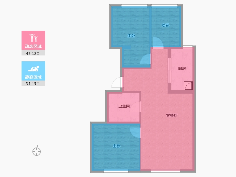 北京-北京市-阳光城·檀悦-73.00-户型库-动静分区